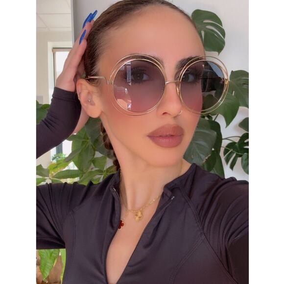 NEW Chloe CH0045S Carlina Round Sunglasses in Gold Blue main image 9